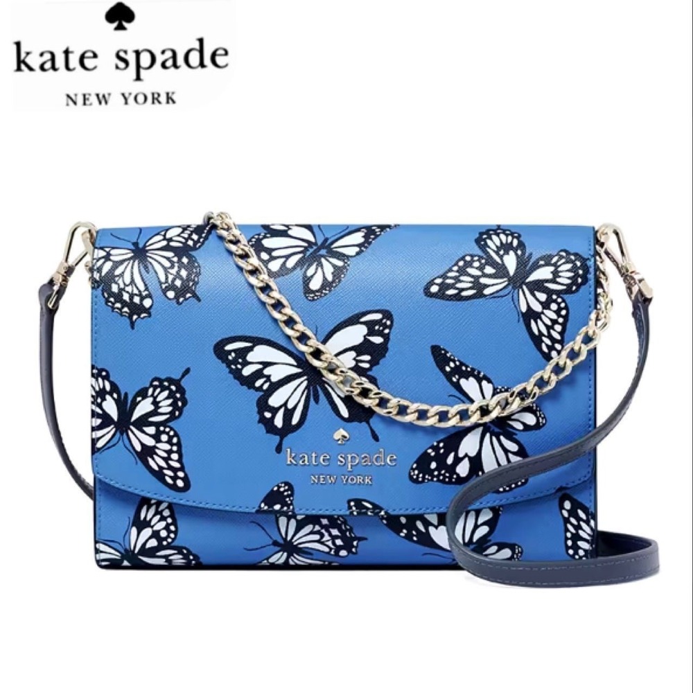 NWT KATE SPADE CARSON CONVERTIBLE BUTTERFLY‎ LEATHER CROSSBODY IN BLAZER BLUE